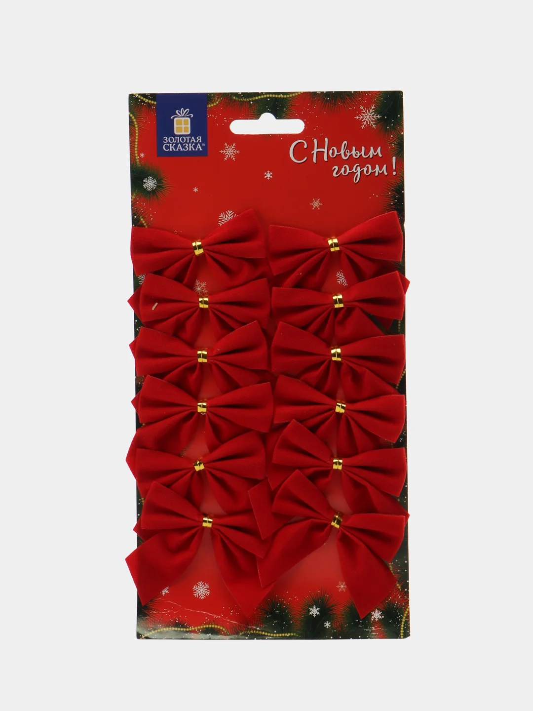 Елочные игрушки Золотая Сказка, 592155, новогодний декор, набор Бантики, 24 шт, красные