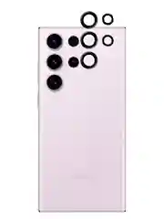 Черный стекло на камеру для Samsung Galaxy S23, Plus, Ultra защитное BROSCORP, накладки с рамкой