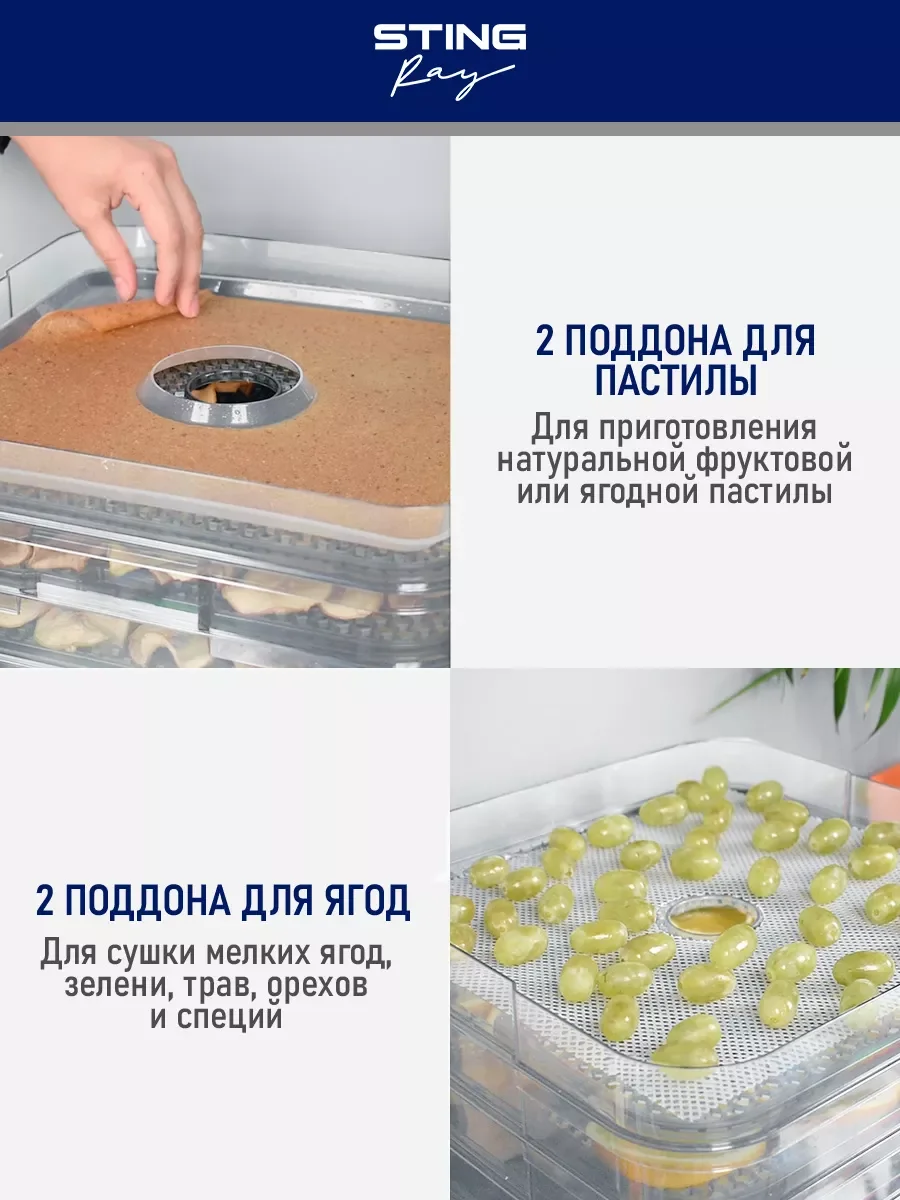 Белый электросушилка STINGRAY ST-FD700C 10 поддонов/ белый жемчуг
