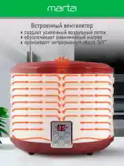 Бордовый электросушилка MARTA MT-1880 4 поддона / темный гранат