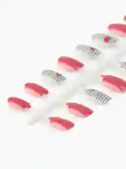 Кораллово-розовый накладные ногти для детей, яркие накладные ногти для девочек