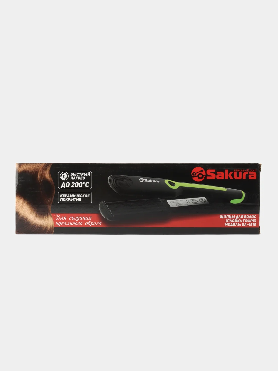 Розовый утюжок для волос, выпрямитель гофре для завивки Sakura SA-4518, тефлоновое покрытие, 200С