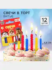 Красный набор свечей в торт 12 шт "С Днем Рождения" высота 8см Гравити Фолз, Тачки, Человек паук