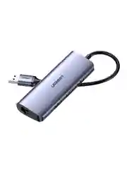 Серый адаптер UGREEN CM252 (60718) USB-C to 3 x USB 3.0+RJ45+Micro USB Multifunction Adapter.