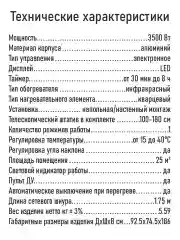 Черный инфракрасный обогреватель OBSIDIAN BS-IH2100B с креплением для настенного монтажа/ 3500 Вт