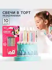 Вишнёвый набор свечей незадуваемых для торта, 10 штук. Человек паук, Синий трактор