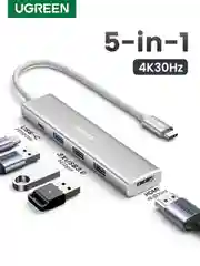 Белый конвертер многофункциональный UGREEN CM478 (35580) USB-C To HDMI 4K@30Hz+3*USB 30 A+PD