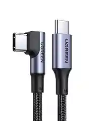 Черный кабель UGREEN US334 (70643) USB-C  2.0 Male To Angled 90° USB-C 2.0 Male 5A Data Cable.