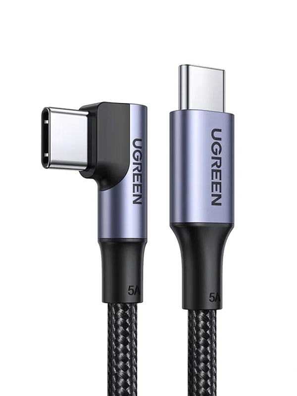 Кабель UGREEN US334 (70643) USB-C  2.0 Male To Angled 90° USB-C 2.0 Male 5A Data Cable.