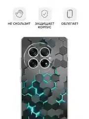 Бирюзовый силиконовый чехол на OnePlus 13 / Ван Плас 13 прозрачный, с принтом, защита камеры