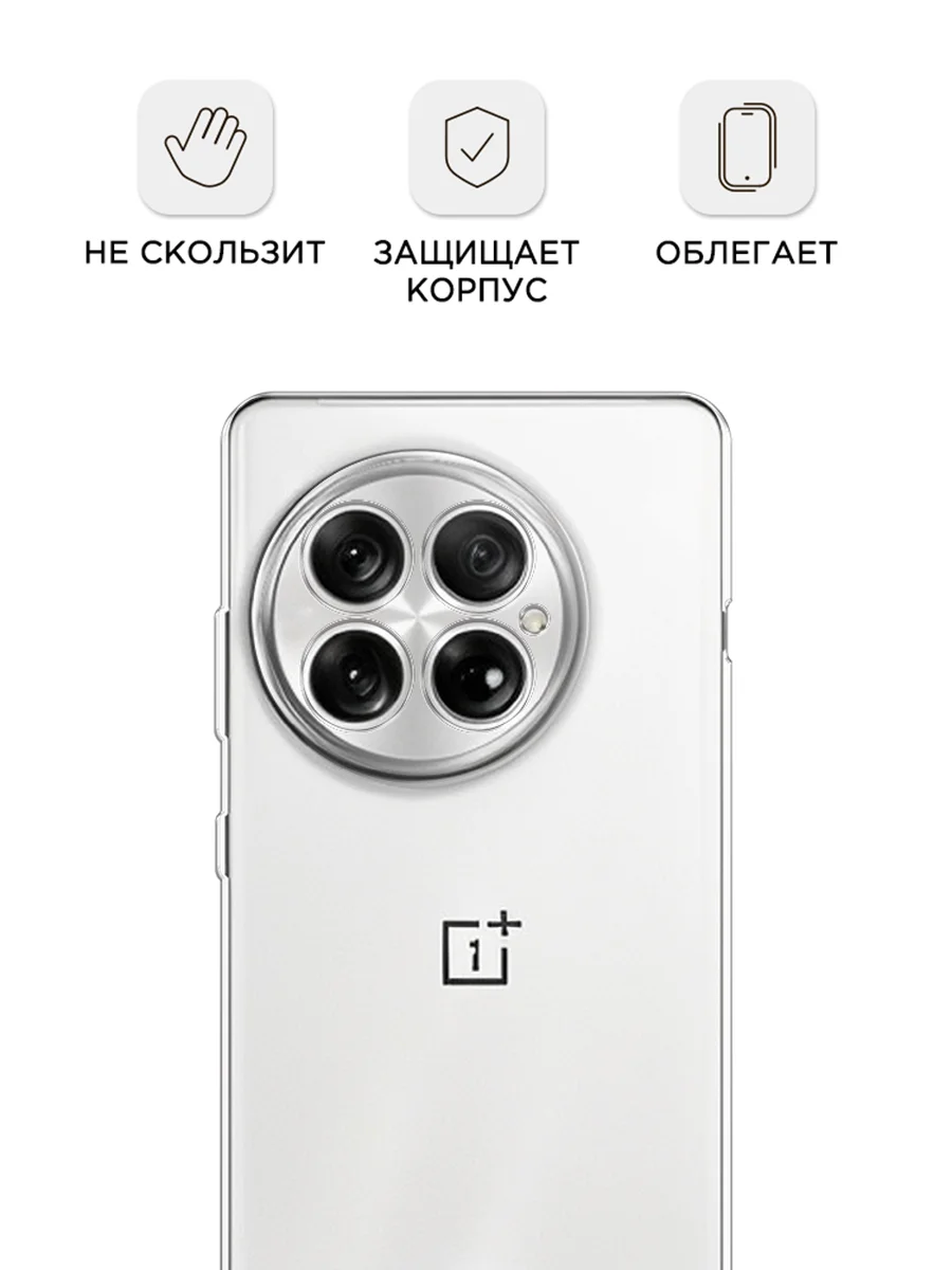 Прозрачный силиконовый чехол на OnePlus 13 / Ван Плас 13 прозрачный, с принтом, защита камеры