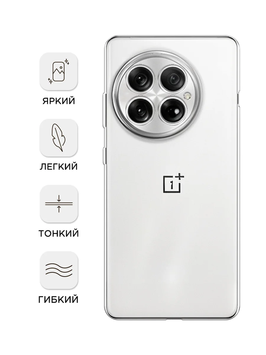 Прозрачный силиконовый чехол на OnePlus 13 / Ван Плас 13 прозрачный, с принтом, защита камеры