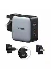 Серый зарядное устройство для путешествий UGREEN CD296 (90409) Nexode 65W USB-A+2*USB-C GaN