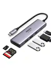 Серый адаптер UGREEN CM511 (60384) USB-C Multifunction Adapter with PD Charging.