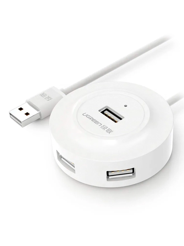 Хаб UGREEN CR106 (20270) USB 2.0 Hub 4 Ports. Длина: 1м. Цвет: белый