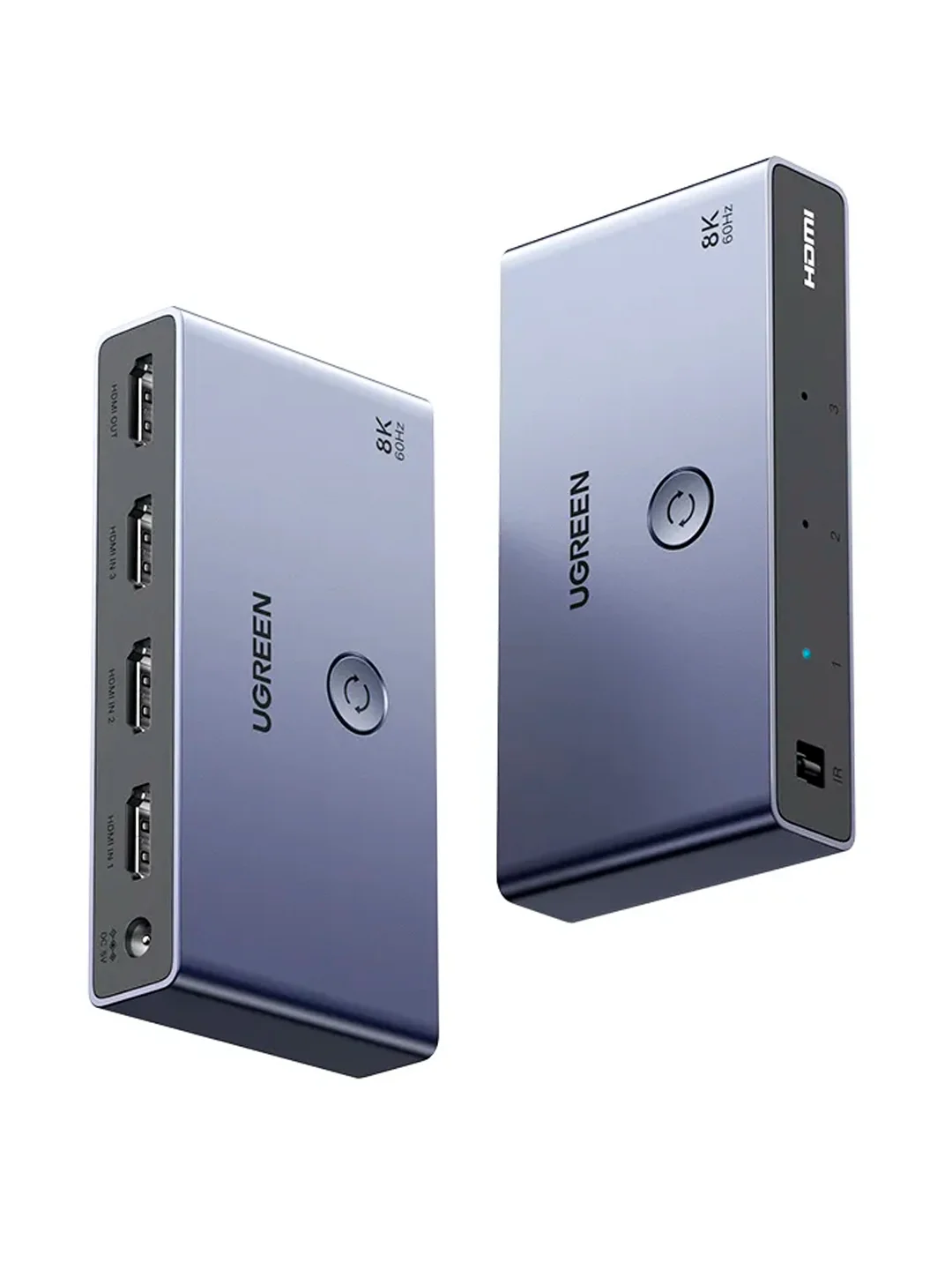 Черный переключатель UGREEN CM624 (15604) HDMI 2.1 Switcher 3-в-1 с кабелем USB-A - DC 1,5 м.
