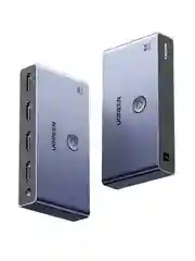 Черный переключатель UGREEN CM624 (15604) HDMI 2.1 Switcher 3-в-1 с кабелем USB-A - DC 1,5 м.
