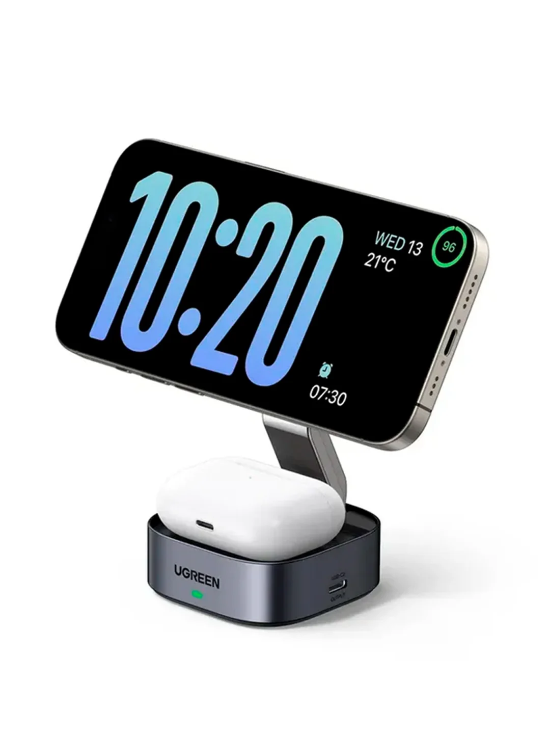 Черный зарядное устройство магнитное беспроводное 2-в-1 UGREEN W526 для Iphone&AirPods 7,5W