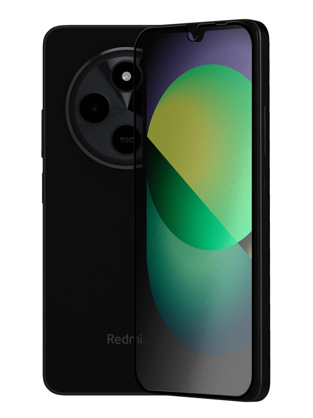 Белый стекло для Xiaomi Redmi 14C, POCO C75 защитное BROSCORP с олеофобное прозрачное антишпион