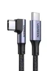 Черный кабель UGREEN US334 (20583) USB-C  2.0 Male To Angled 90° USB-C 2.0 Male 5A Data Cable.