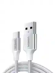 Белый кабель UGREEN US288 USB-A 20 to USB-C Cable Nickel Plating Aluminum Braid Длина: 0,25 м
