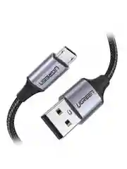 Серый кабель UGREEN US290 (60403) USB 2.0 A to Micro USB Cable Nickel Plating Alu Braid. /черный