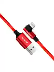 Красный кабель угловой UGREEN US299 (60555) Right Angle USB-A to Lightning Cable. Длина: 1м.