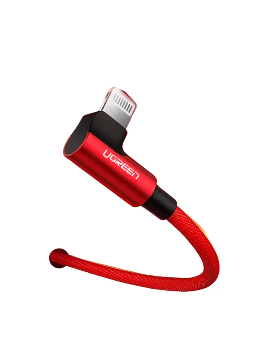 Красный кабель угловой UGREEN US299 (60555) Right Angle USB-A to Lightning Cable. Длина: 1м.