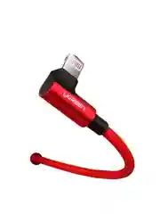 Красный кабель угловой UGREEN US299 (60555) Right Angle USB-A to Lightning Cable. Длина: 1м.
