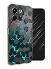 Бирюзовый чехол на Tecno Spark 30 5G / Текно Спарк 30 5G прозрачный, с принтом, защита камеры