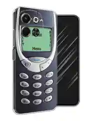Угольный чехол на Tecno Spark 30 5G / Текно Спарк 30 5G прозрачный, с принтом, защита камеры
