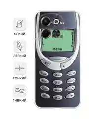 Угольный чехол на Tecno Spark 30 5G / Текно Спарк 30 5G прозрачный, с принтом, защита камеры