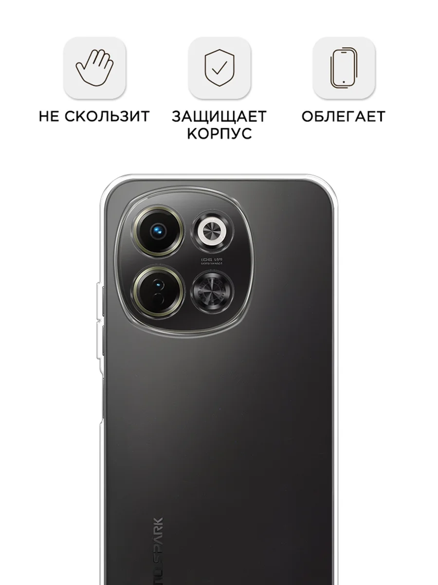 Прозрачный чехол на Tecno Spark 30 5G / Текно Спарк 30 5G прозрачный, с принтом, защита камеры
