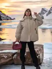 Бежевый меланж куртка женская зимняя теплая, не толстая, оверсайз, повседневная, демисезонная парка