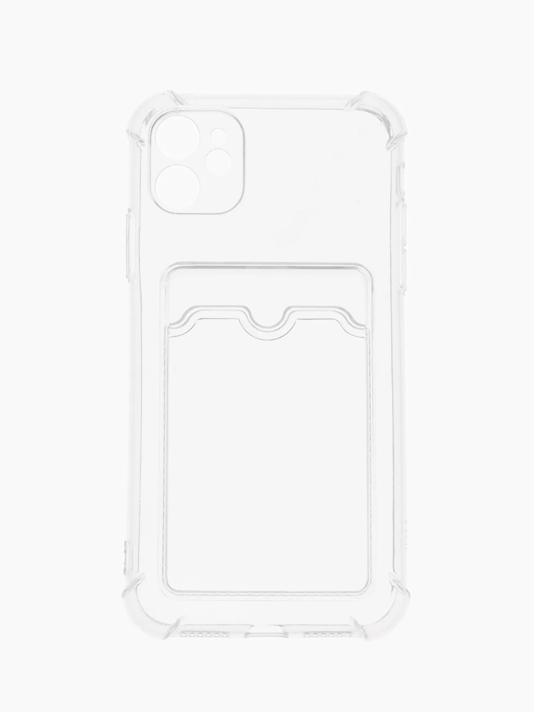 Прозрачный чехол с карманом для карт на iPhone XR, 11, 12, 13, Pro, Pro Max, прозрачный, силикон