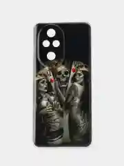 Оливковый силиконовый чехол на Honor 200 Pro / Хонор 200 Про прозрачный, с принтом, защита камеры