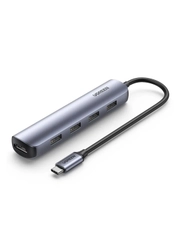 Адаптер UGREEN CM417 (20197) USB-C to 4*USB 3.0+HDMI Adapter.  Цвет: серый