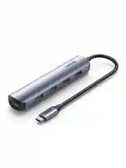 Серый адаптер UGREEN CM417 (20197) USB-C to 4*USB 3.0+HDMI Adapter.  Цвет: серый