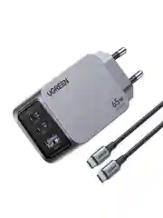 Серый сетевое зарядное устройство UGREEN X755 (25871) Nexode Pro 65W 3-Port GaN  с кабелем 100W