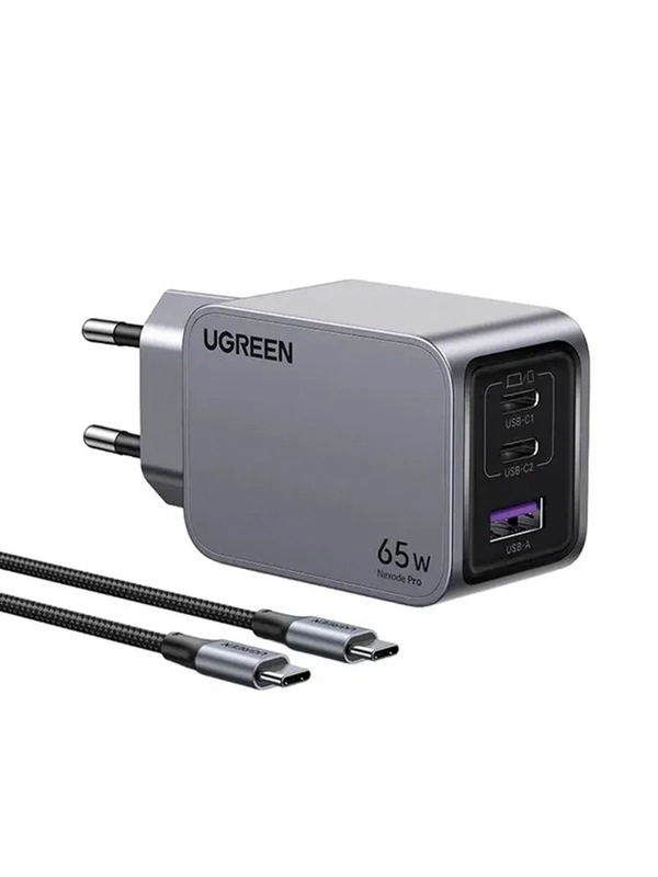 Сетевое зарядное устройство UGREEN X755 (25871) Nexode Pro 65W 3-Port GaN  с кабелем 100W