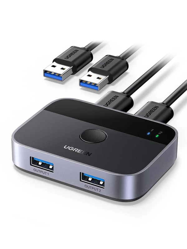 Переключатель UGREEN CM757 (35313) USB 3.0 2x2 Sharing Switcher. Цвет: черно-серый