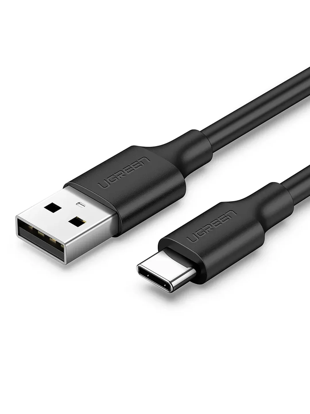 Черный кабель UGREEN US287 (60116) USB-A 2.0 to USB-C Cable Nickel Plating. Длина 1 м.