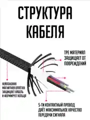Черный кабель для зарядки Type-C - Type-C, магнитный, самосборный