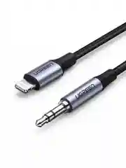 Черный кабель UGREEN US315 (70862) Lightning To 3.5mm Male Adapter Cable. Длина: 2м. Цвет: черный