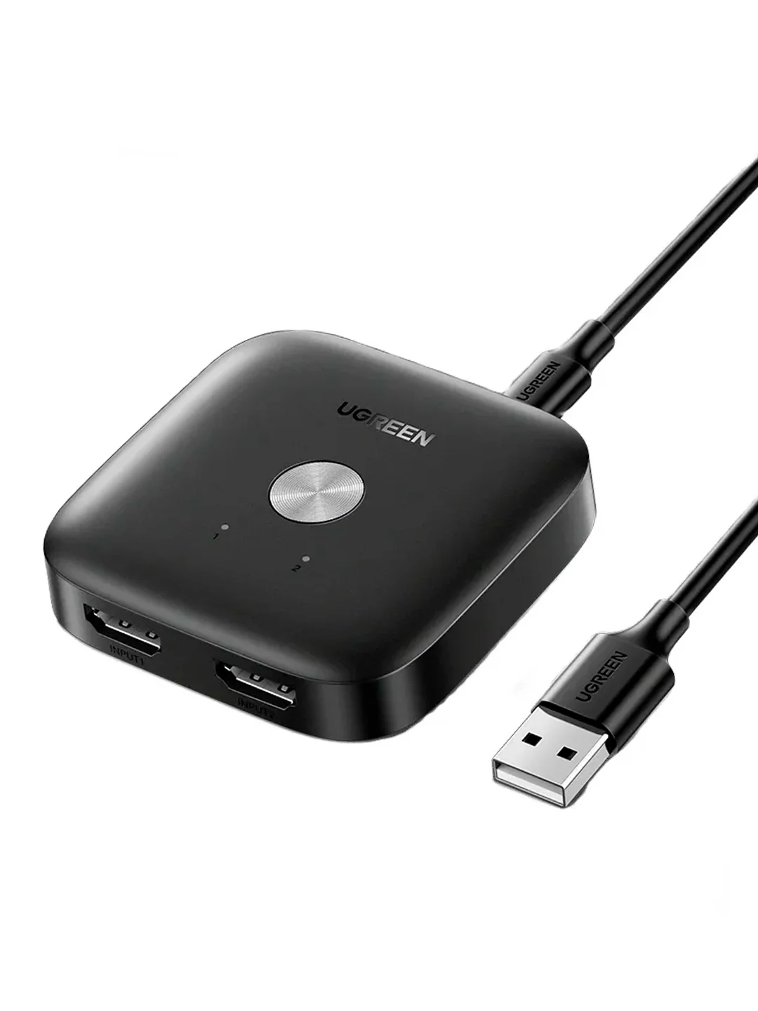 Черный переключатель UGREEN CM333 (80126) HDMI Switcher 2 In 1 Out 4Kx2K@60HZ. Цвет: черный