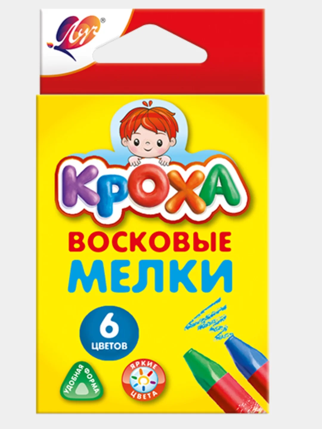 Алый мелки восковые Луч Кроха, Классика, ZOO, Фантазия