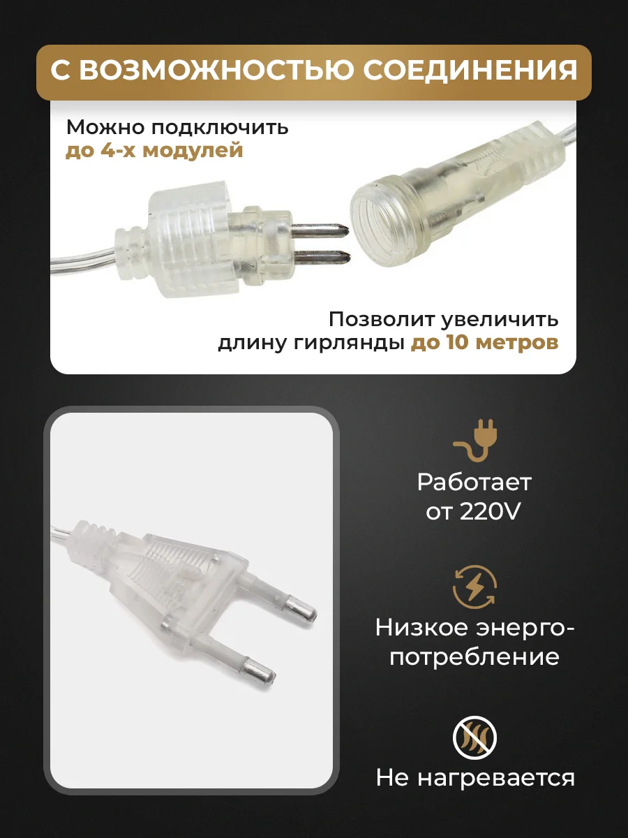 Гирлянда светодиодная, LED гирлянда метеоритный дождь, тающие сосульки, Новый год, 10 колб