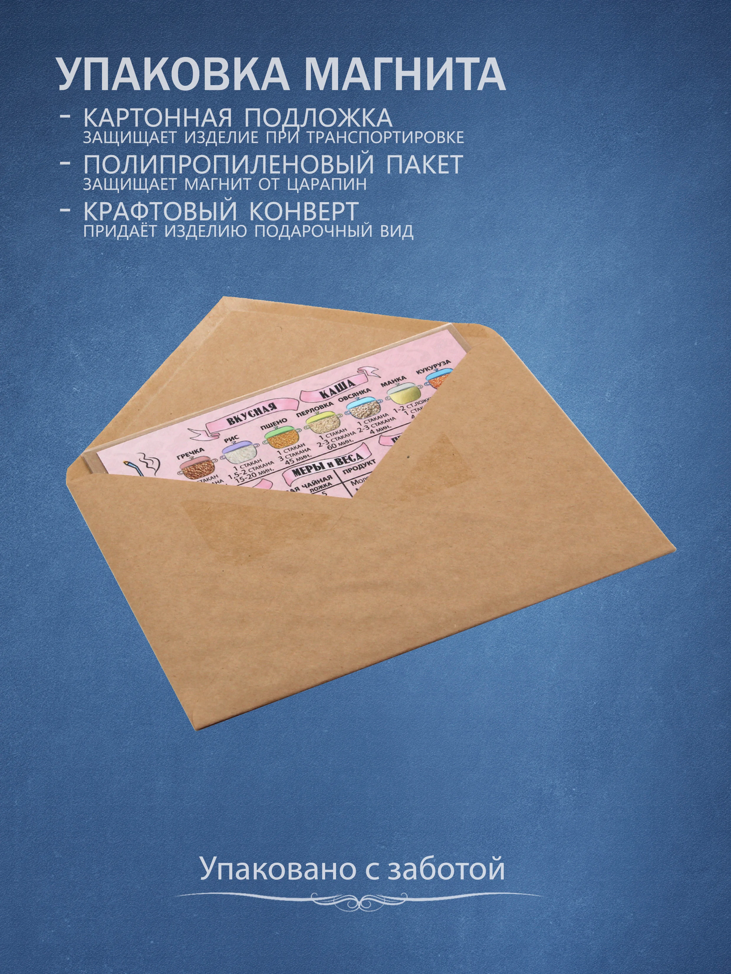 Магнит на холодильник, таблица шпаргалка на кухню "Мера, вес, вкусная каша"