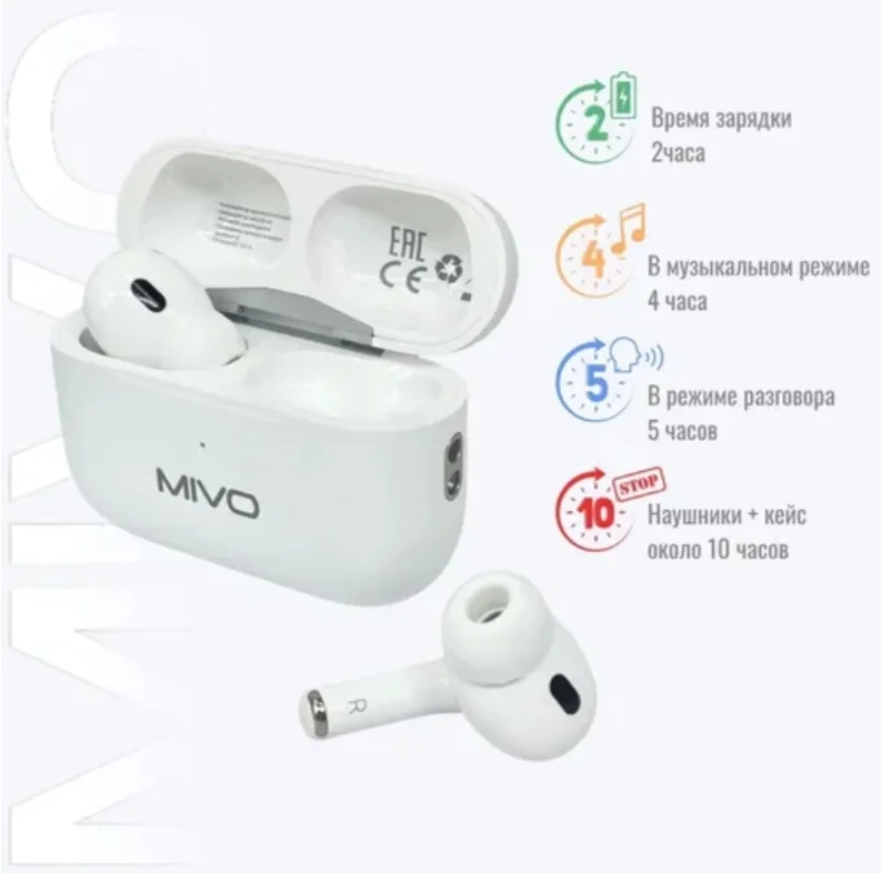Белый наушники беспроводные MIVO MT-11 Pro