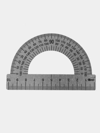 Транспортир 10 см, 180 градусов, металлический